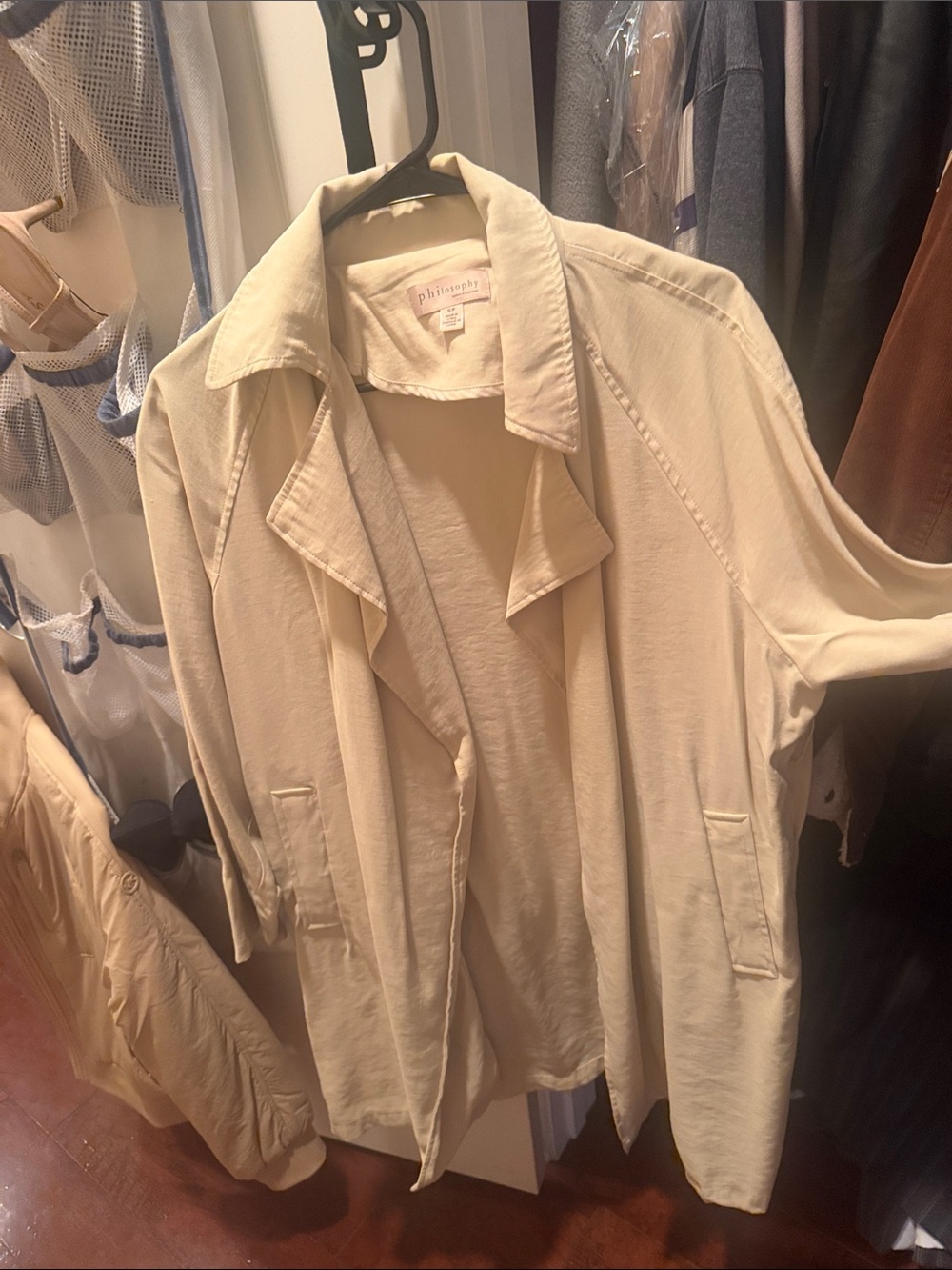 Philosophy Cream Open-Front Trench Coat
